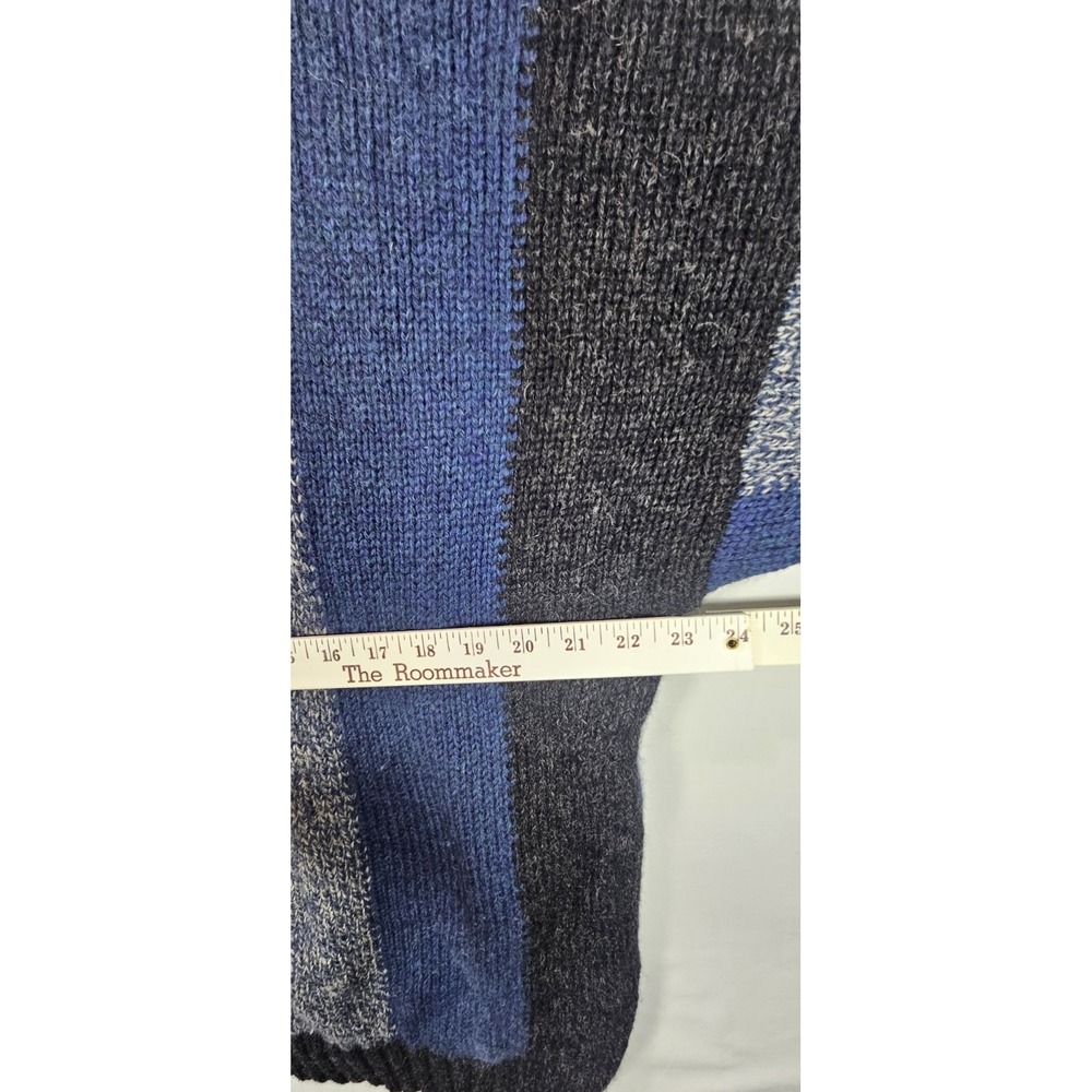 Vintage Structure‎ 100% Wool Sweater Mens XL Colorblock Blue Gray Knit 90s - Picture 5 of 6